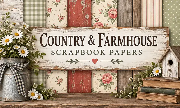 Boutique Digital Scrapbook Papers Sample of What is in the Country Farmhouse Papers