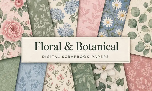Samples Pack of Floral & Botanical Digital Papers