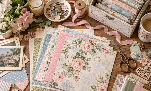 Table Full of Scrapbooking Supplies