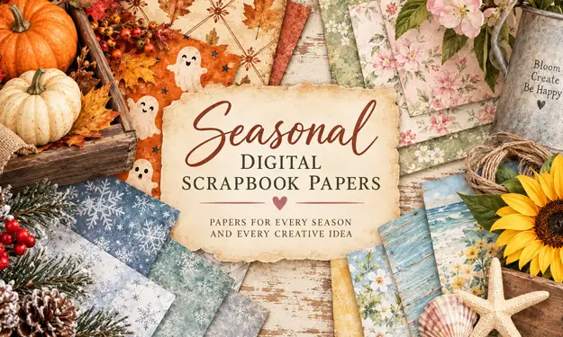 Sample Image of the Different Kinds of Digital Papers Found in the Seasonal & Holiday Section of Boutique Scrapbook Papers