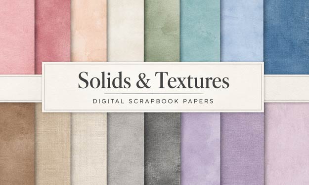 Samples of Solid & Textured Papers Available on Boutique Scrapbook Papers