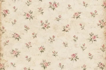 Aged Cream Paper with Small Rose Design