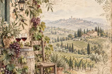 Olive & Oak Tuscan Scene Digital Scrapbook, Journal, Card Paper
