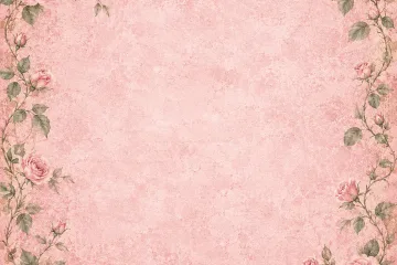Blushing Rose Digital Paper with Full Vine Rose Border