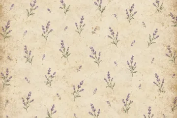 Aged Cream Paper with Lavender Sprigs