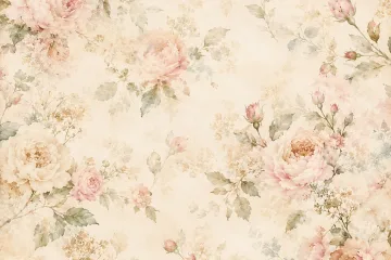 Boutique Scrapbook Paper Vintage & Shabby Chic Faint Roses on Background