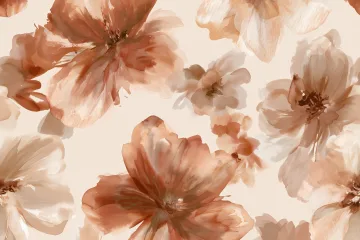 Large Mocha Brown Cream Flowers