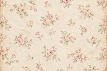 Aged Cream Paper with Larger Rose Design