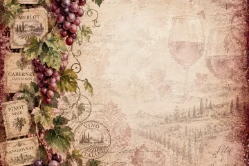 Olive & Oak Wine Red, Grapes, Wine Labels Digital Scrapbook, Journal, Card Paper